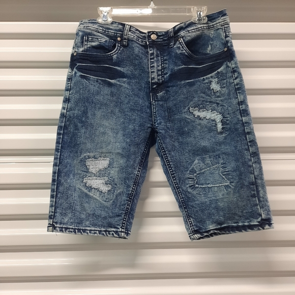 Refinery Republic Denim Jeans Shorts Men's Size 32 Blue Distressed - Picture 1 of 9